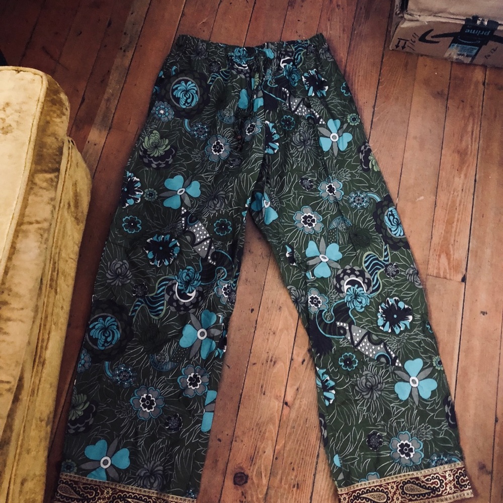 Funky green floral pants